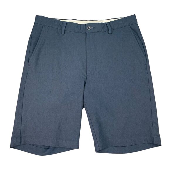 Greg Norman Golf Short Mens 34 Navy Stretch Flat Front Slash Pocket Bermuda - Picture 1 of 12